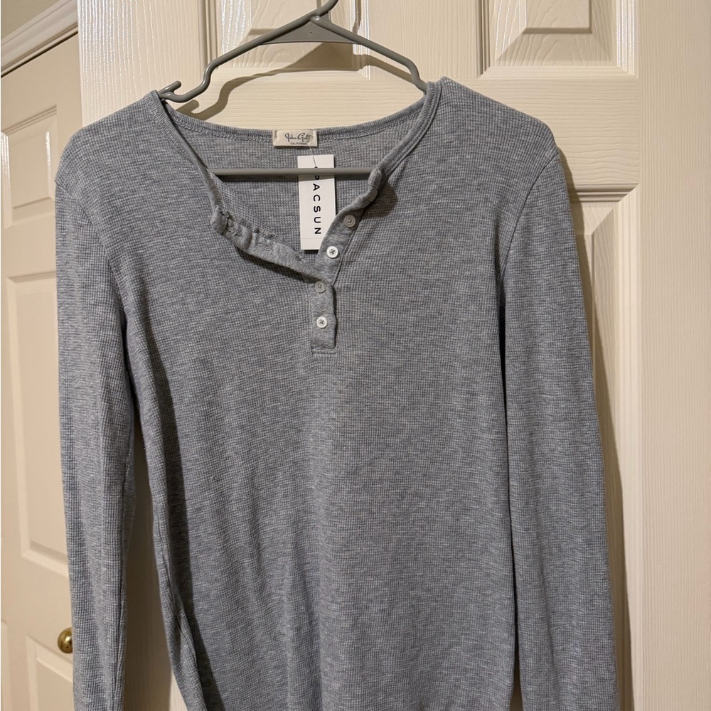 Brandy Melville Silver Long Sleeve Henley